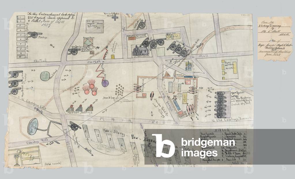Plan of the entrenchments at Cawnpore, June 1857 (paper)