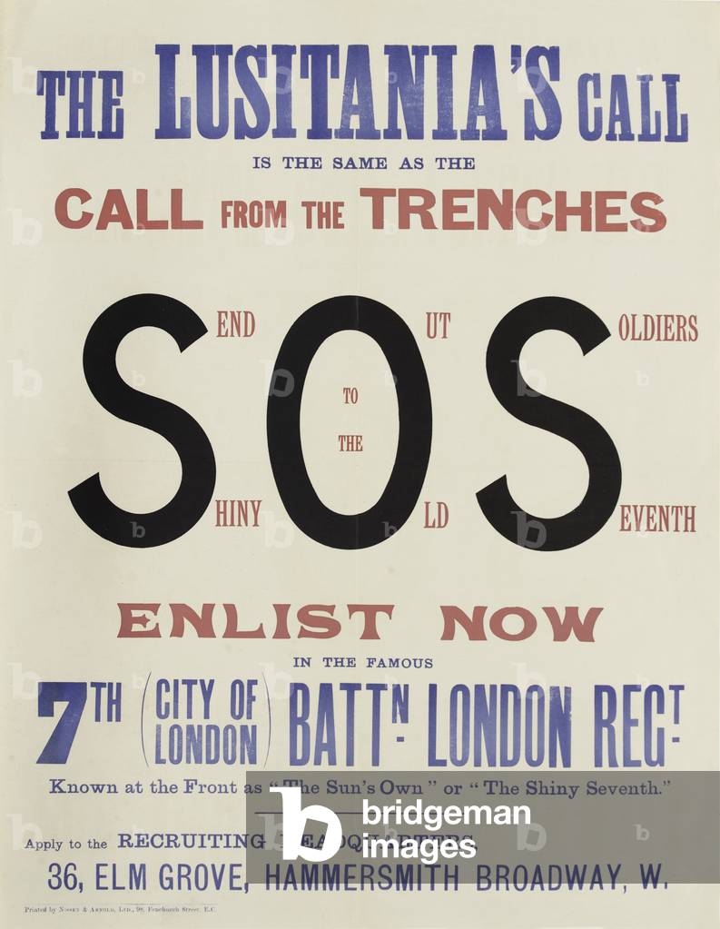 The Lusitanias Call, 1915 (chromolitho)