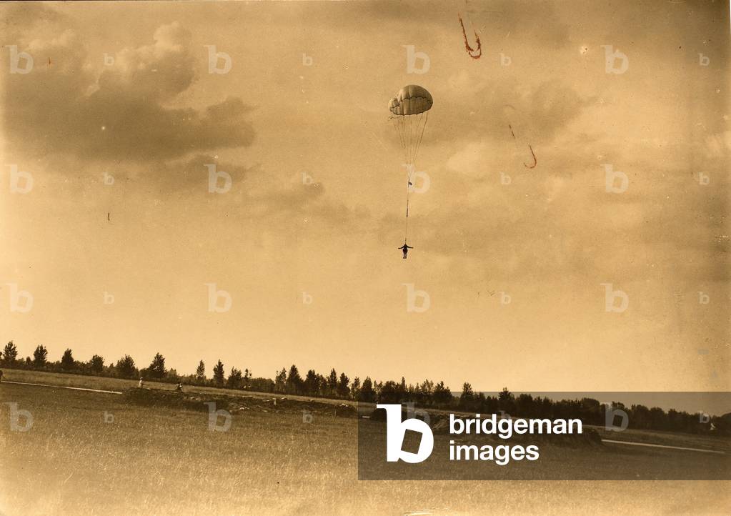 Captain Bowen dropping at Grossa aerodrome, 26 June 1918 (b/w photo)
