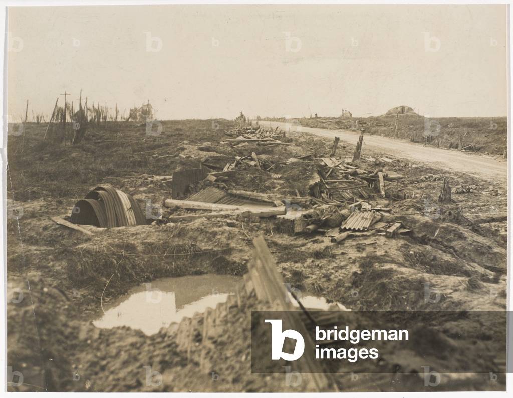 The Menin Road to Ypres, 1918 (b/w photo)