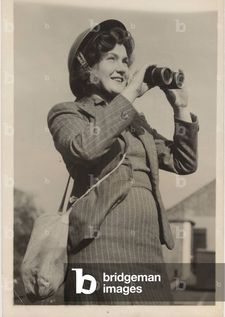 Air Raid Precautions (ARP) Warden Sonia Straw GM, 1940 (b/w photo)