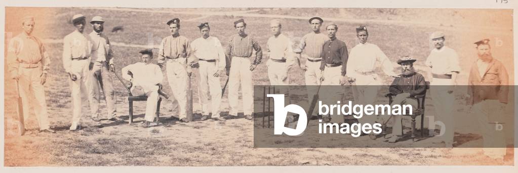 An Army cricket team, 1870 circa (b/w photo)