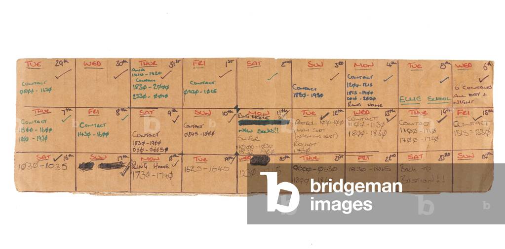 Cardboard calendar used by 7th Parachute Regiment Royal Horse Artillery, 2006 circa (paper)