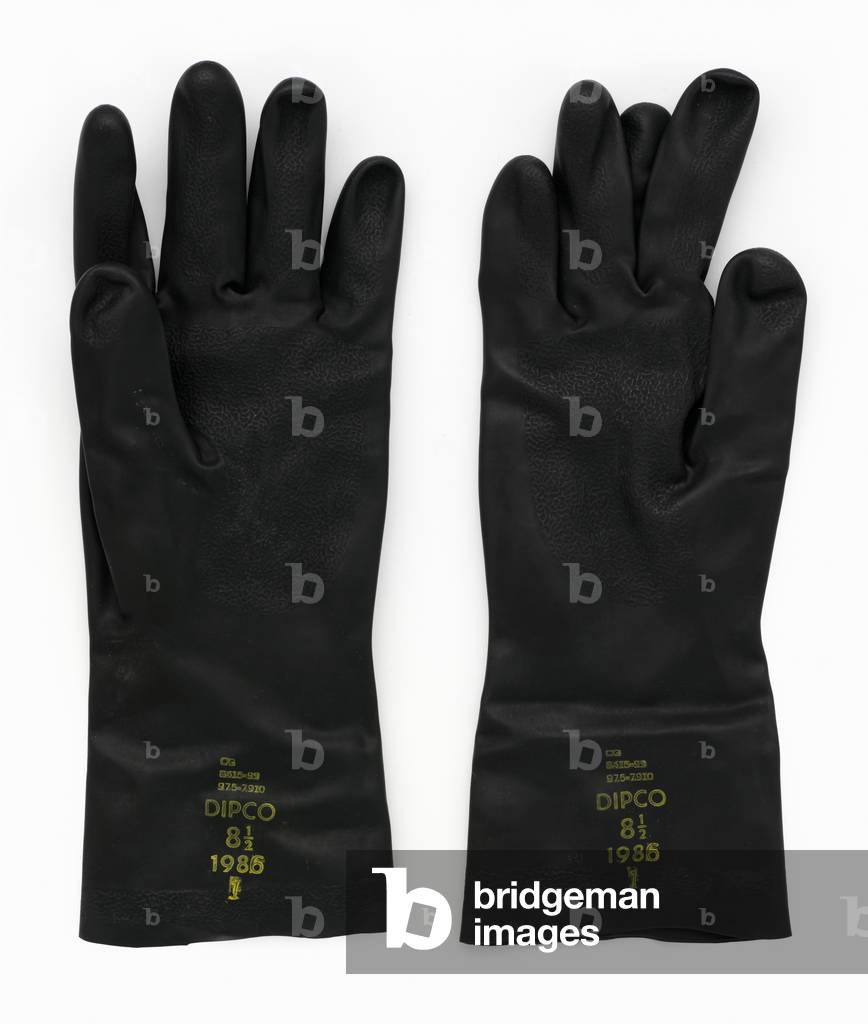 Black rubber NBC outer gloves, 1986 (rubber)