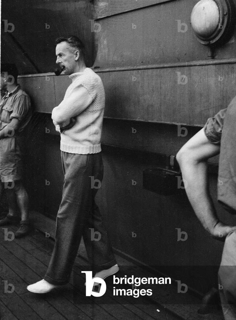 Scottie, 3rd County of London Yeomanry (Sharpshooters), on board HMT Orion, en route to Egypt, 1941 (b/w photo)
