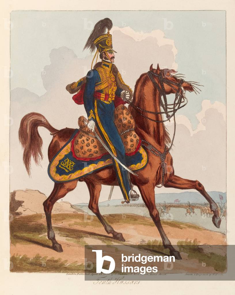 Tenth Hussars (aquatint, coloured)