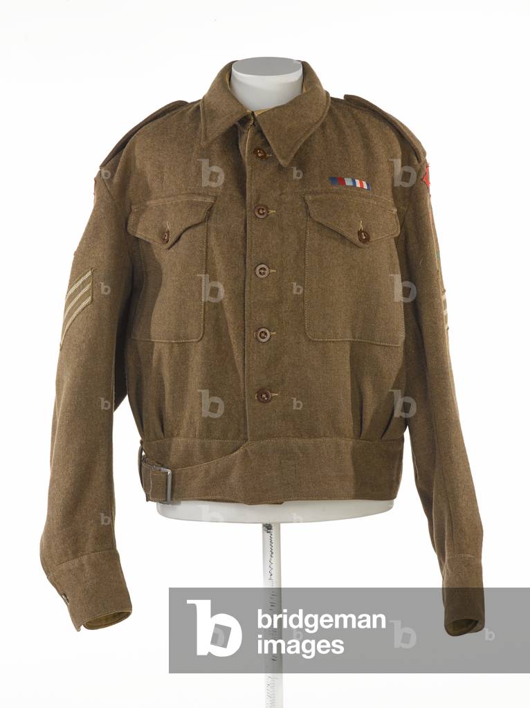 Battle dress blouse, 1940 Pattern, worn by Sergeant Max Kahn, Pioneer Corps, 1944 circa (fabric)