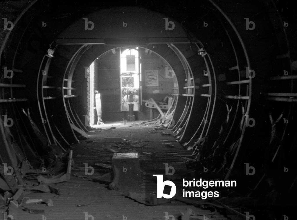 Interior of a Horsa glider, 1944 (b/w photo)