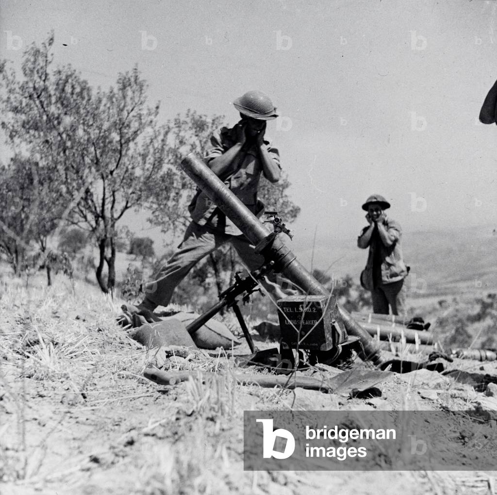 1st Battalion Princess Louises Kensington Regiment in action on the Adrano front, Sicily 1943 (lantern slide)