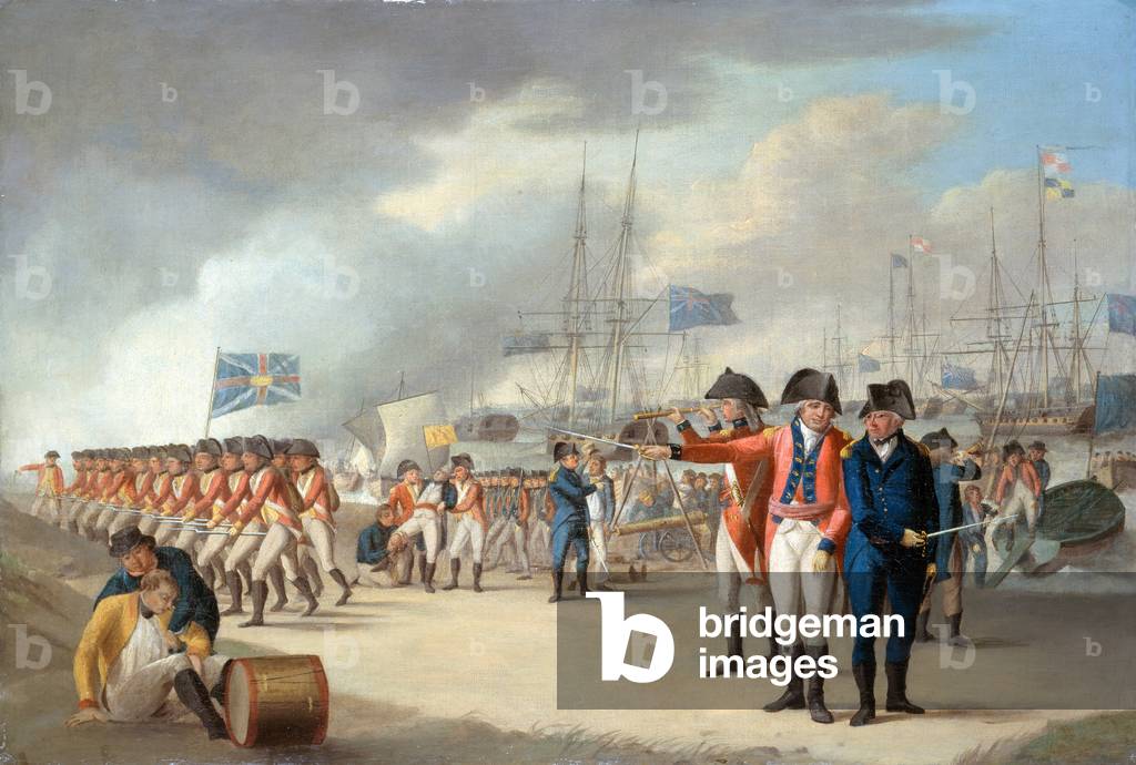 Sbarco di truppe britanniche sotto sir ralph abercromby (1734-1801) sull'isola di texel, olanda, 27th agosto 1