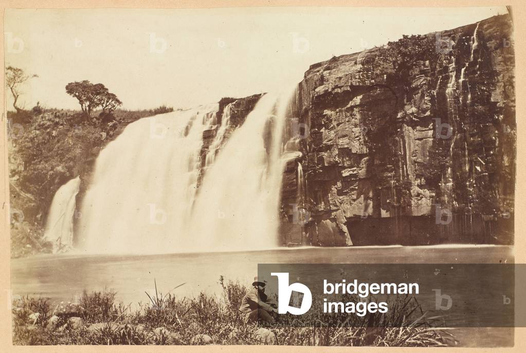 Lower Umgeni Falls, Natal Province, South Africa, 1882 circa (b/w photo)
