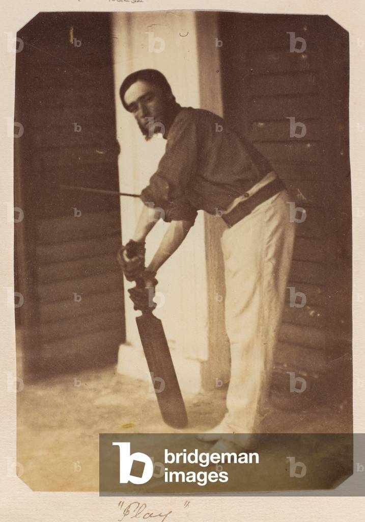 An Ordnance Corps officer takes guard, 1858 circa (b/w photo)