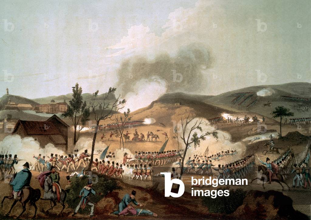 Battle of Corunna, 17th January 1809 (coloured aquatint)