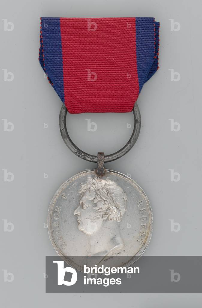 Waterloo Medal, 1815 (silver with silk ribbon)
