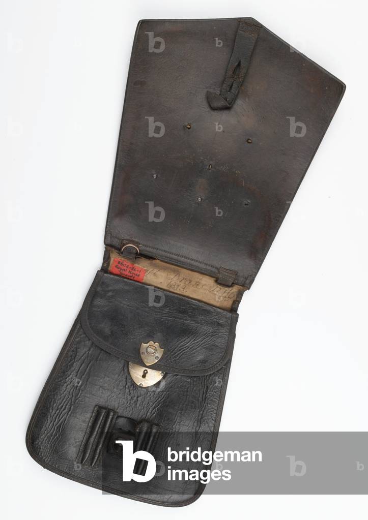 Officers sabretache worn by Captain William Tyrwhitt Drake, Royal Regiment of Horse Guards, at the Battle of Waterloo, 1815 (sabretache, undress, officer)