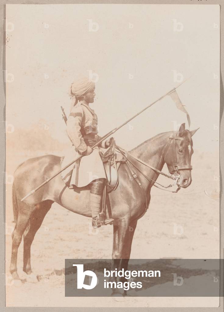 Lance Daffadar Sultan Khan, Indian Cavalry, drill order, Delhi, 1908 (b/w photo)