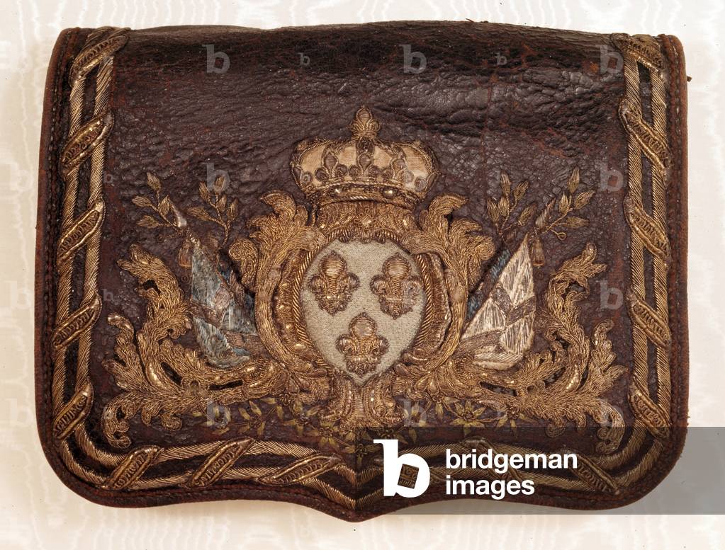 French infantry leather cartridge pouch, taken at the Battle of Dettingen, 1743 (leather)