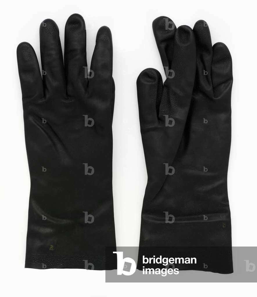 Black rubber NBC outer gloves, 1986 (rubber)