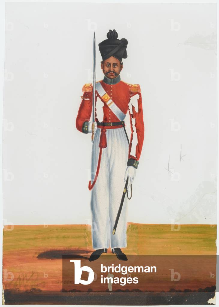 2nd Martin Battalions Subadar, Madras Army, 1840 circa (gouache on mica)