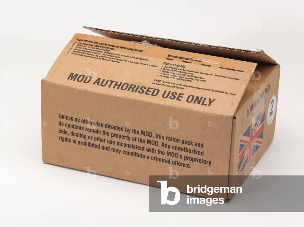 Cardboard box ration pack, menu two, 2013 (cardboard)