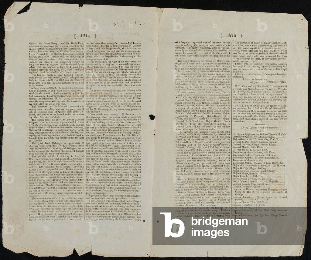 London Gazette Extraordinary, Thursday 22 Jun 1815 (print)