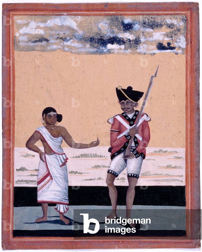 Sepoy of Madras Native Infantry and his wife, 1810 circa (w/c)