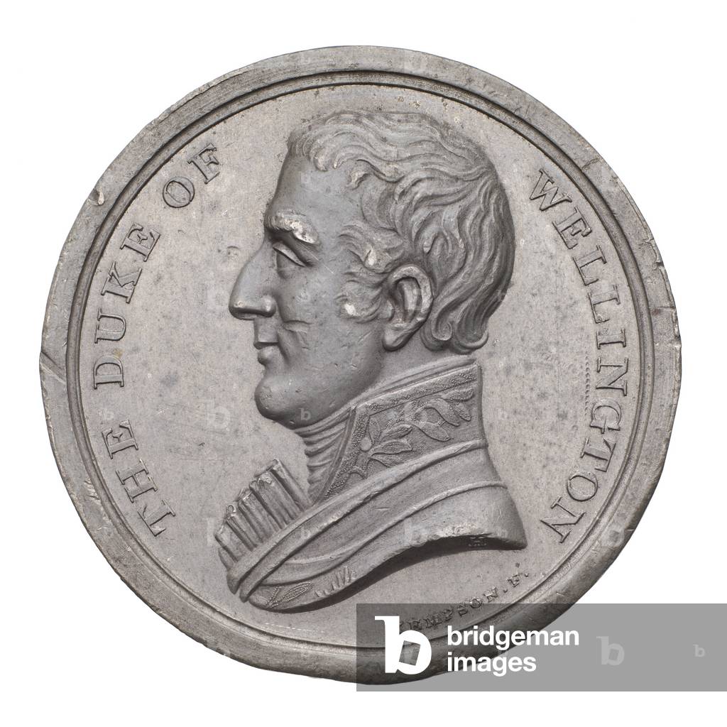 Medal commemorating the Duke of Wellington and victory at Waterloo, 1815 (white metal)