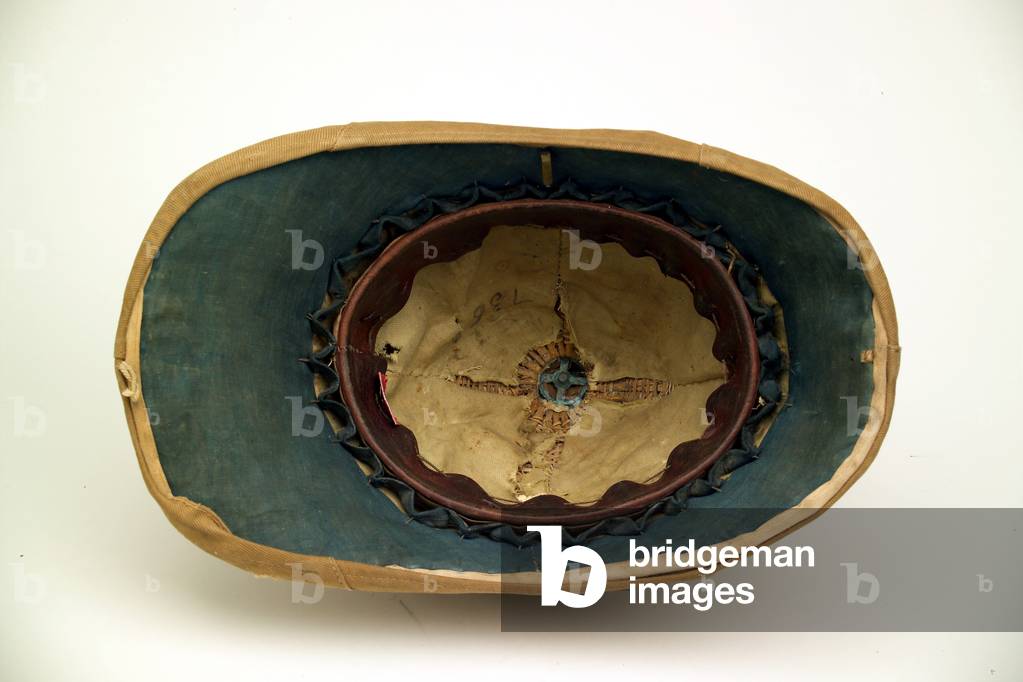 Other ranks' khaki drill service dress helmet, Prince of Wales's Own (West Yorkshire Regiment), 1901 circa (cloth over cork or pith)