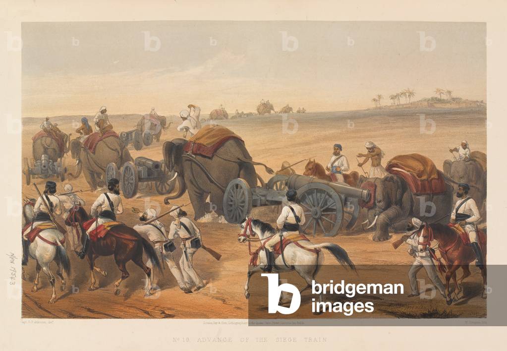 Advance of the Siege Train, 1857 (coloured lithograph)