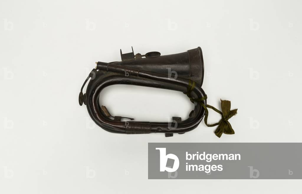 Double-coiled brass bugle, 3rd Regiment of Foot Guards, 1815 (brass)