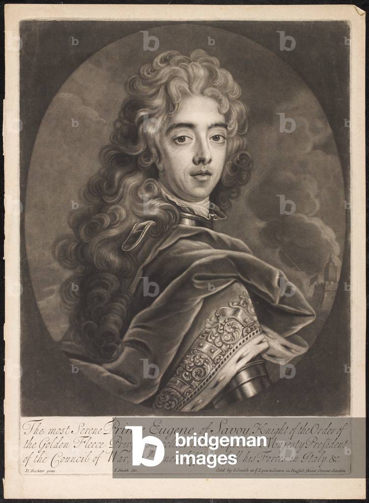 Prince Eugene of Savoy, 1690 circa (mezzotint)