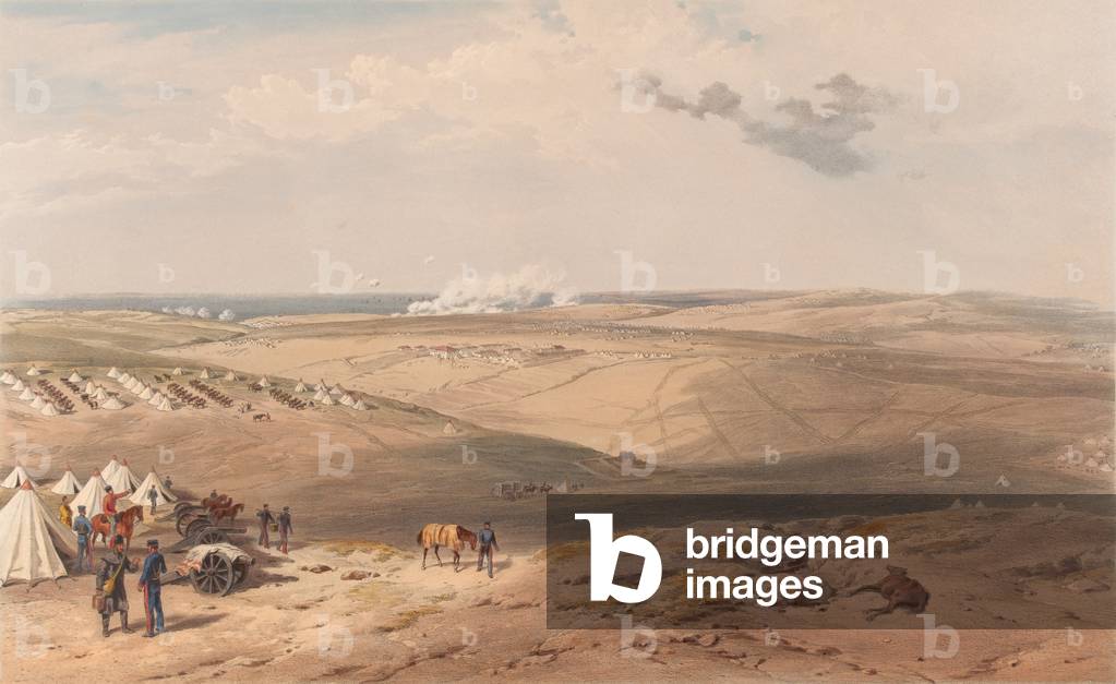 Distant View of Lord Raglan's Head Quarters before Sebastopol (colour litho)