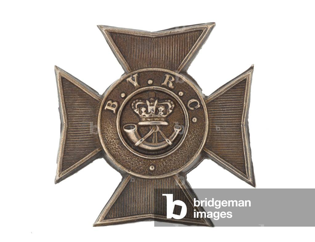 Collar cap badge, Bangalore Rifle Volunteers, 1880 circa (metal)