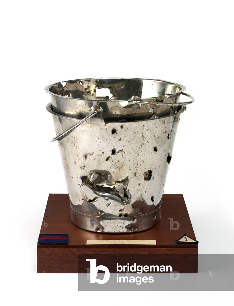 Two metal fire buckets welded one inside the other, 2007 circa (metal)