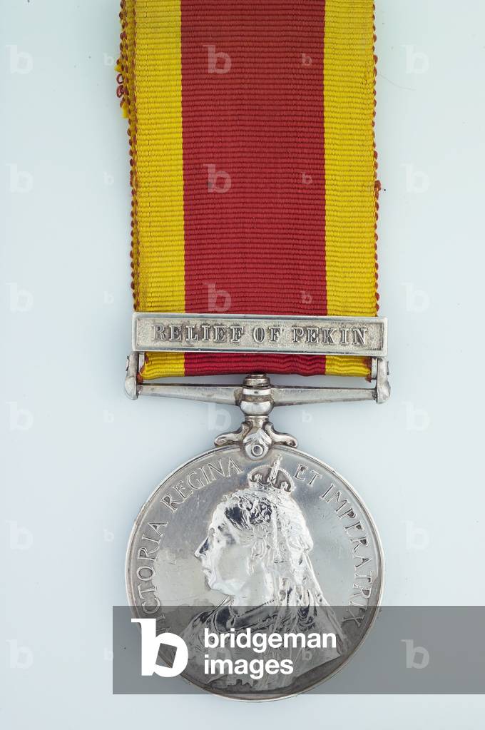 3rd China War Medal 1900, with clasp: Relief of Pekin, awarded to Private Jabar Khan, 26th Baluchistan Infantry (metal)