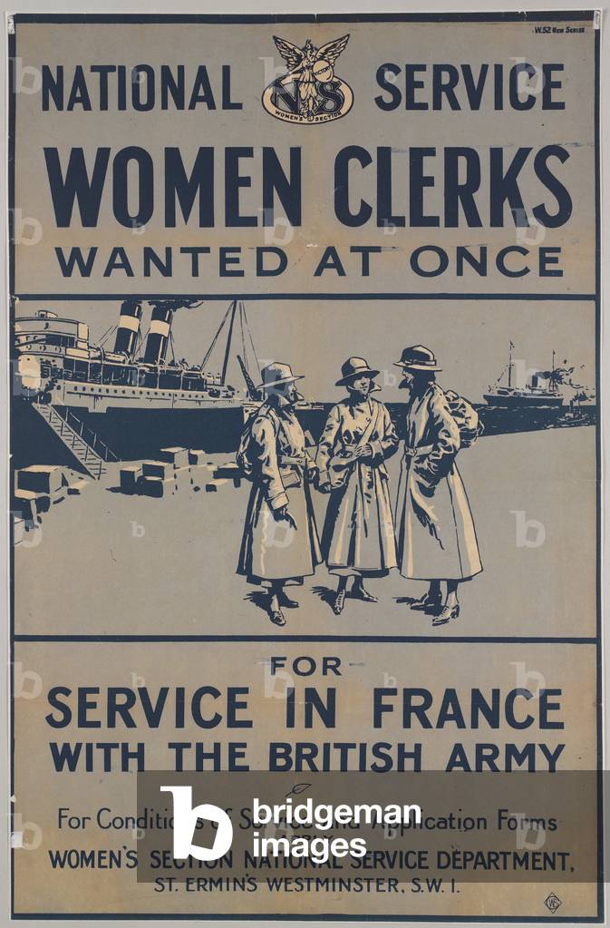 Women Clerks Wanted At Once , 1917 (colour litho)