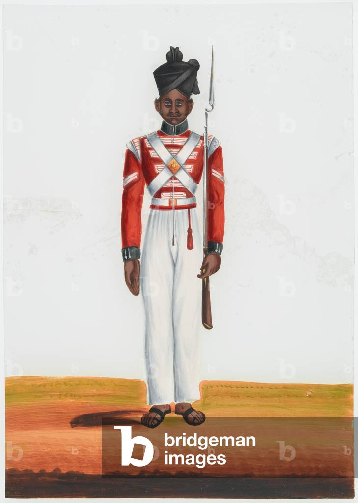 2nd Martin Battalions Havildar, Madras Army, 1840 circa (gouache on mica)