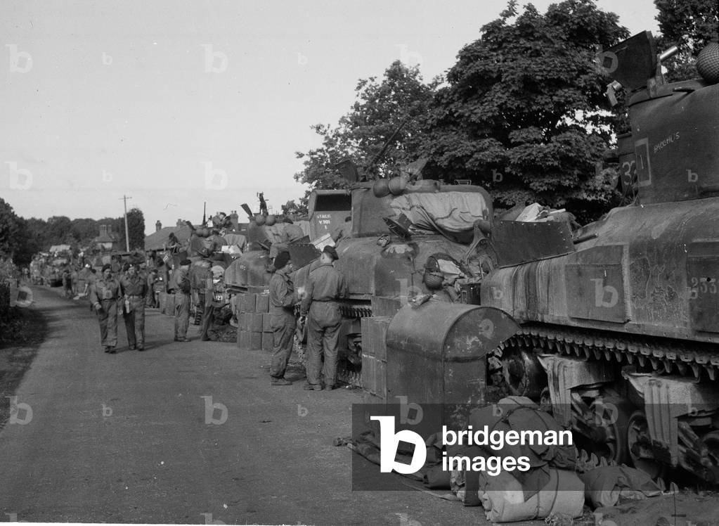 3rd County of London Yeomanry, Gosport, third stage of waterproofing being completed, Operation OVERLORD, 1944. (b/w photo)