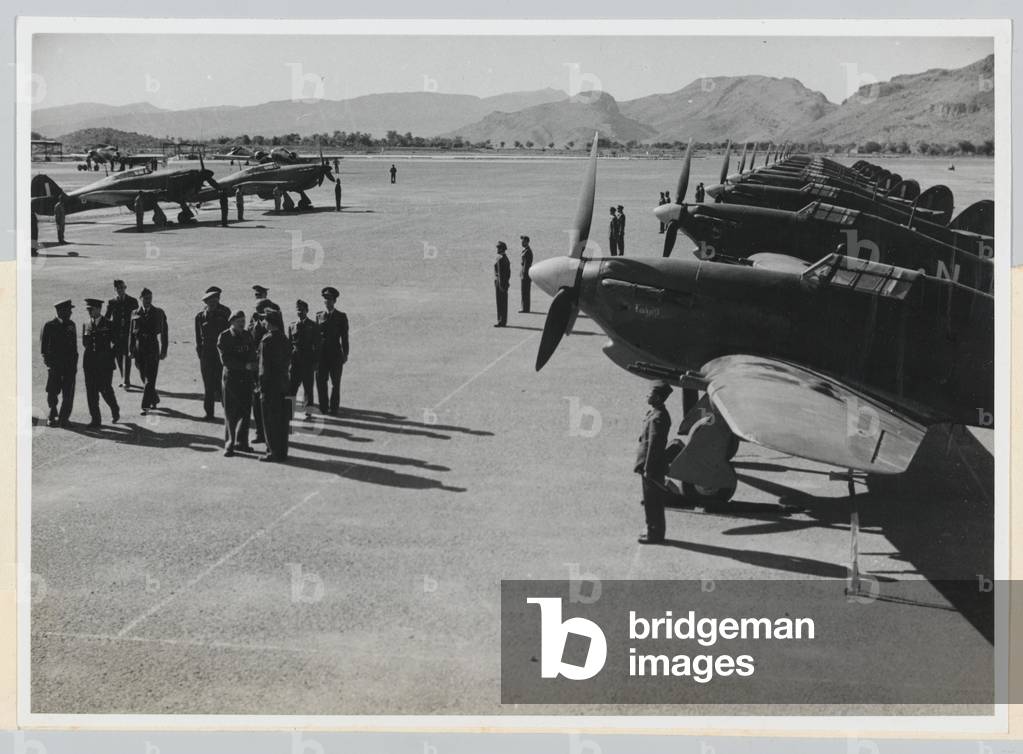 Indian Hurricane Squadron presented for inspection, 1944 (b/w photo)