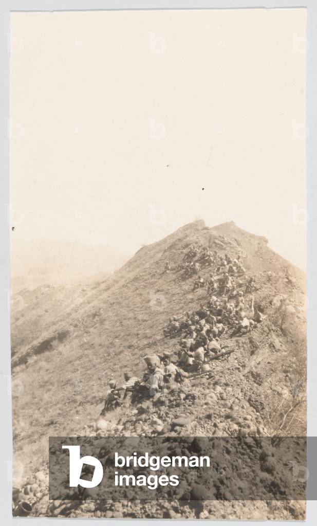 A mountain-top position manned by the 3rd Battalion, 9th Jat Regiment, near Jandola in Waziristan, 1923 circa
 (b/w photo)