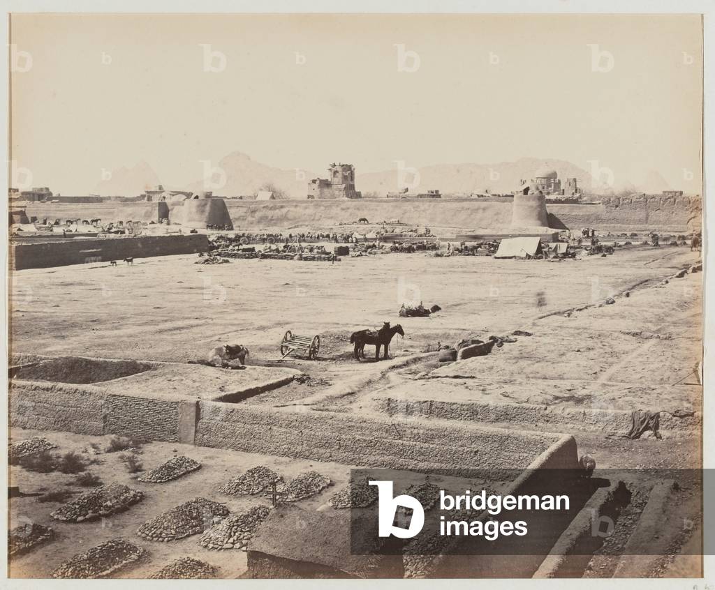 Cemetery at Kandahar, 1880 (b/w photo)