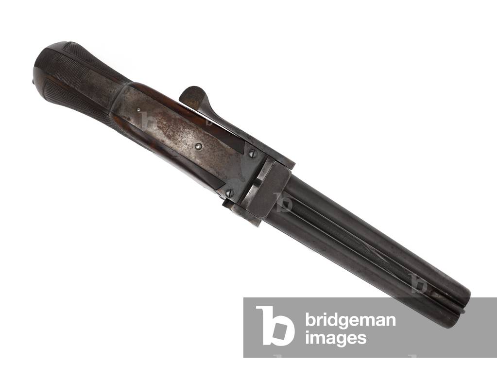 Lancaster .455 inch four-barrelled breechloading pistol, c.1890 (pistol, breechloading, Lancaster, .455 in four-barrelled)