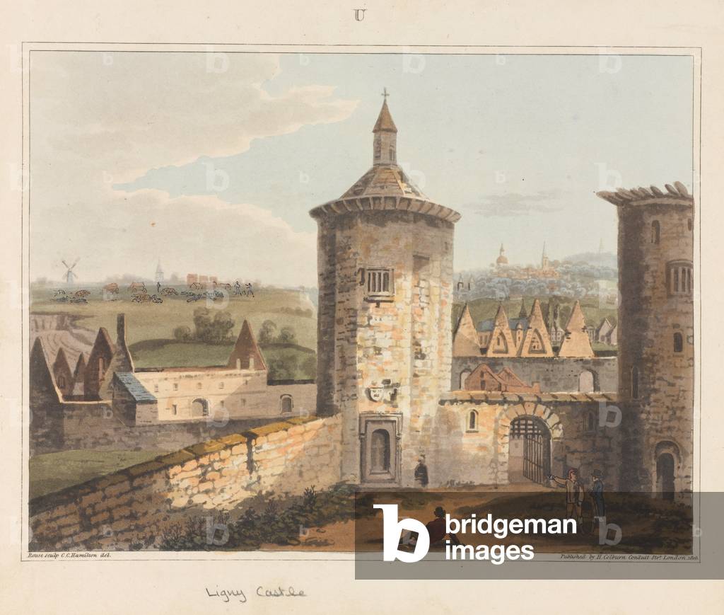 Ligny Castle, 1815 (aquatint)