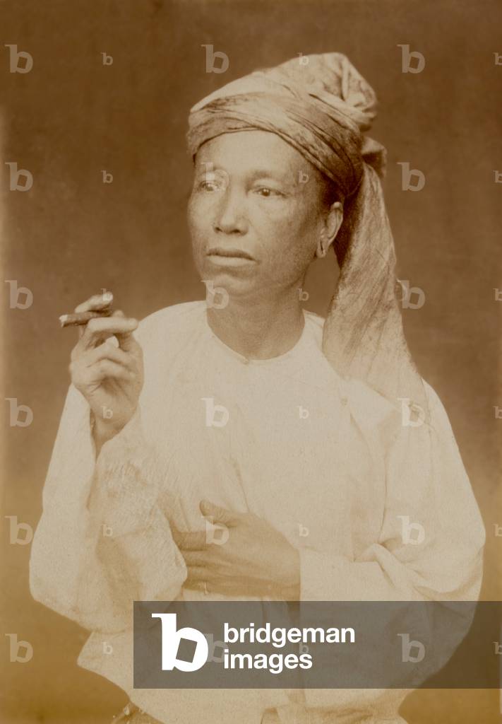 A Burmese man, 1885 circa (b/w photo)