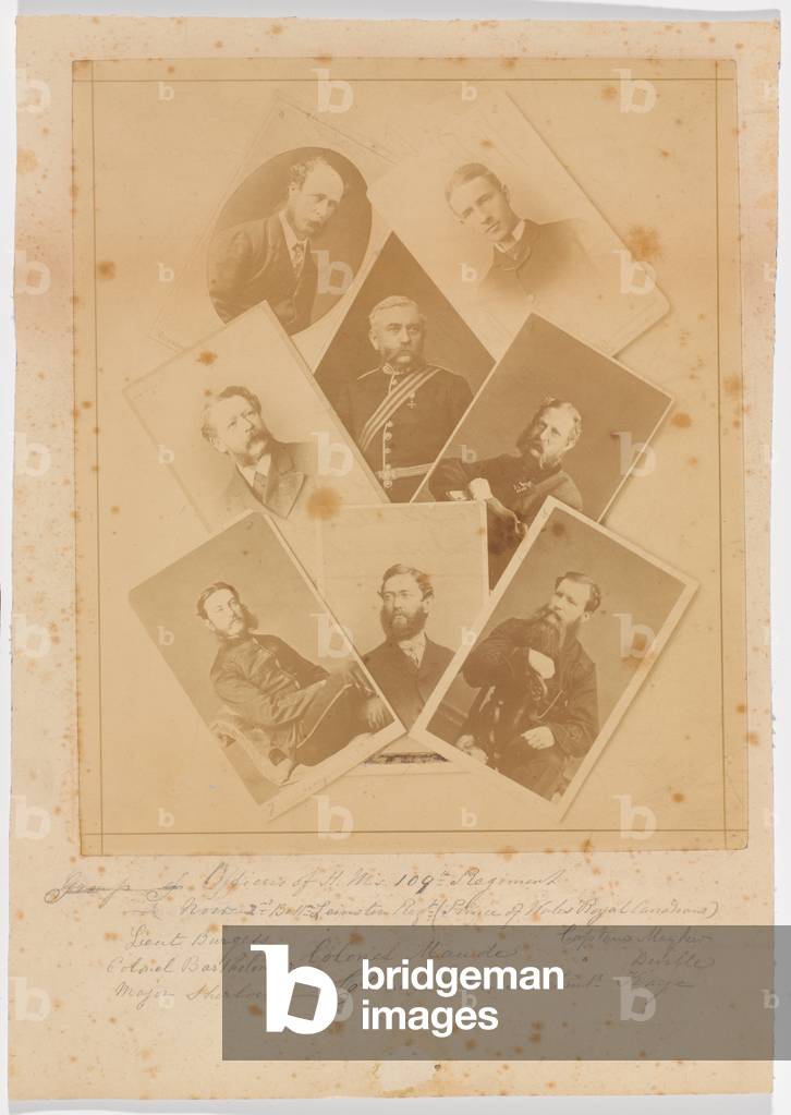 Officers of 109th Regiment of Foot (Bombay Infantry), 1870 circa (b/w photo)