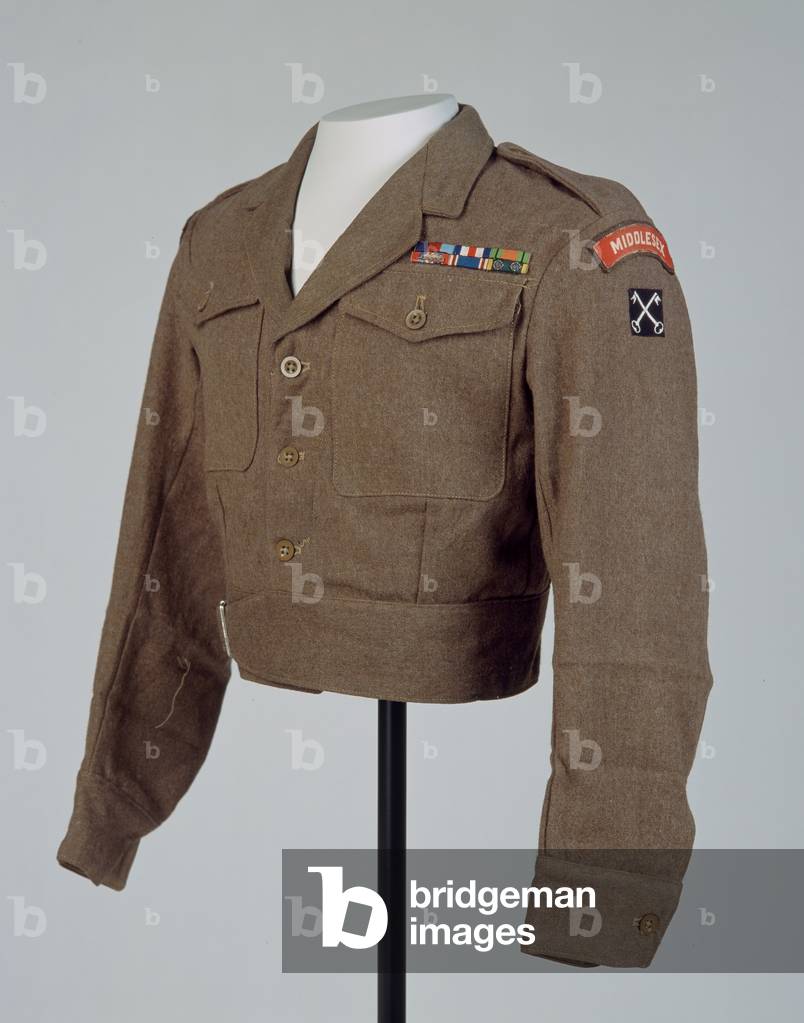 Battle dress blouse, Captain Alfred Rowe, Royal Corps of Signals and Middlesex Regiment (Duke of Cambridges Own), 1949 circa (fabric)