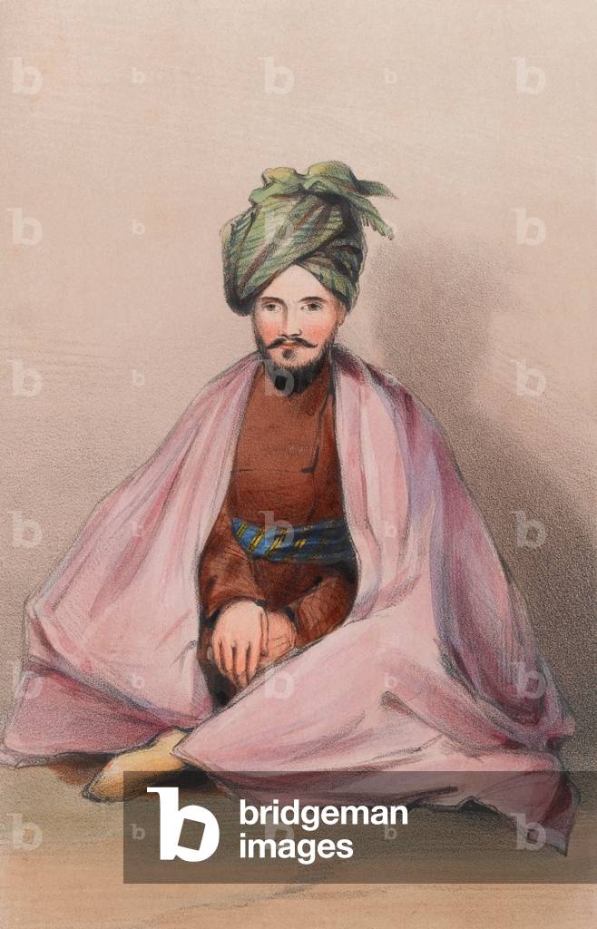 Captain George Lawrence, 11th Light Cavalry, attached to the Political Service, 1842 (colour litho)