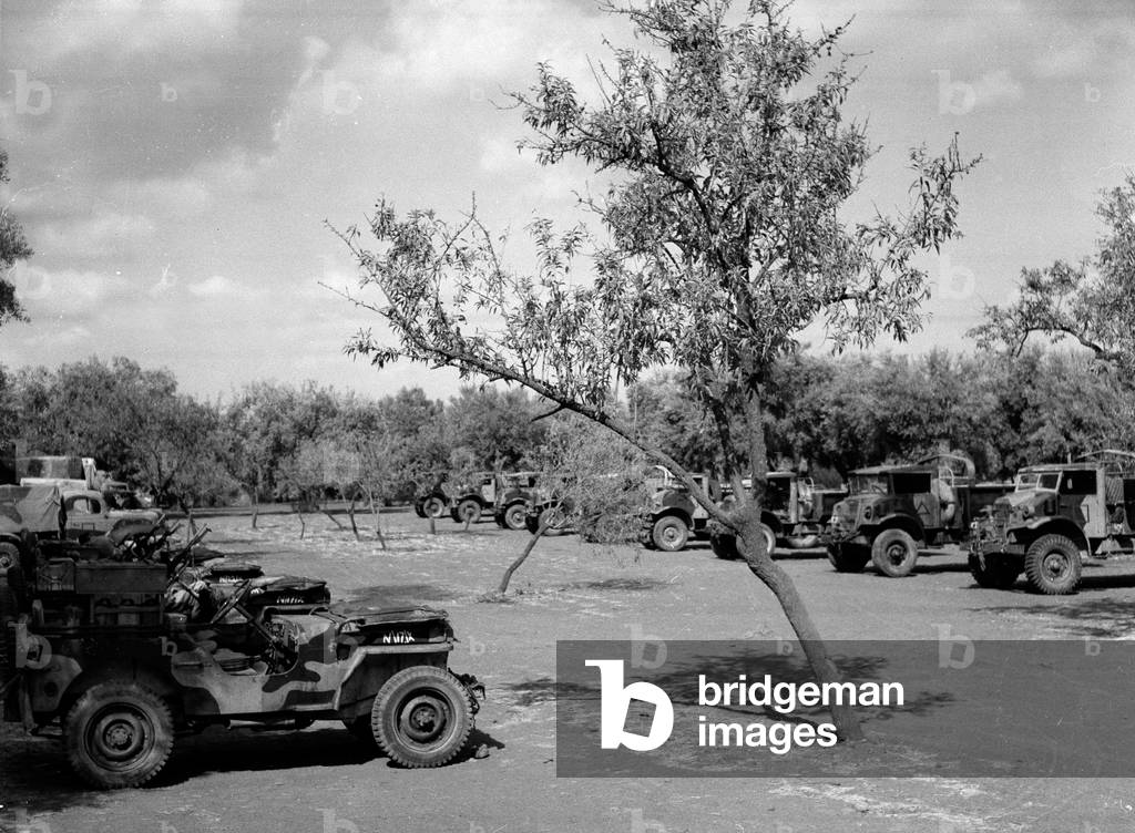 Brigadiers inspection, 3rd County of London Yeomanry (Sharpshooters), Misterbianco, Sicily, 1943 (b/w photo)