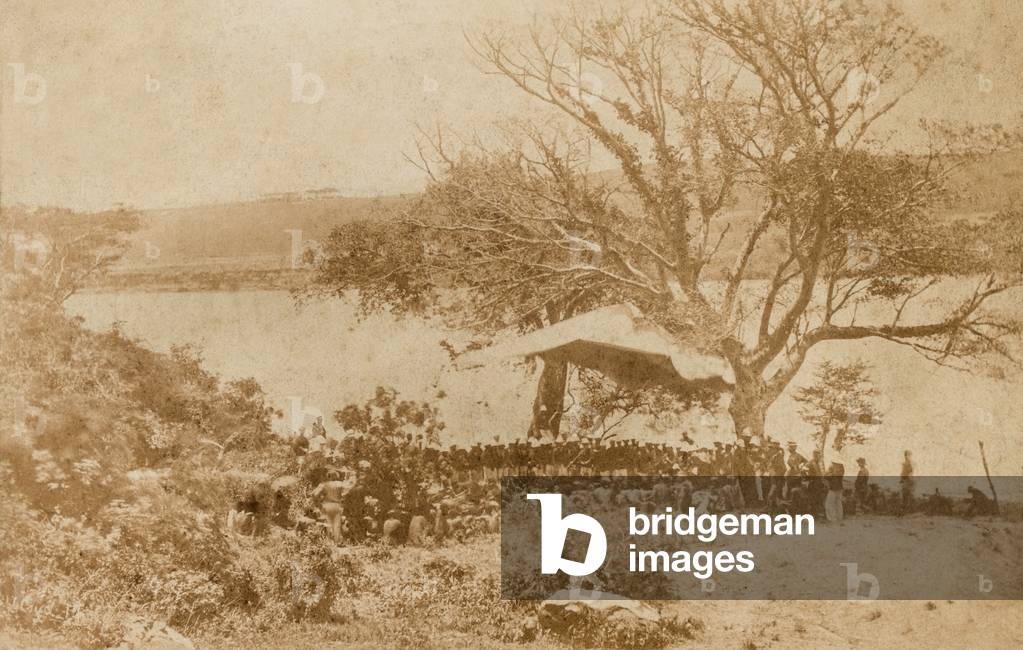 The reading of an ultimatum to Zulu chiefs on Natal side of Drift Lower Tugela, 11 December 1878 (photo)