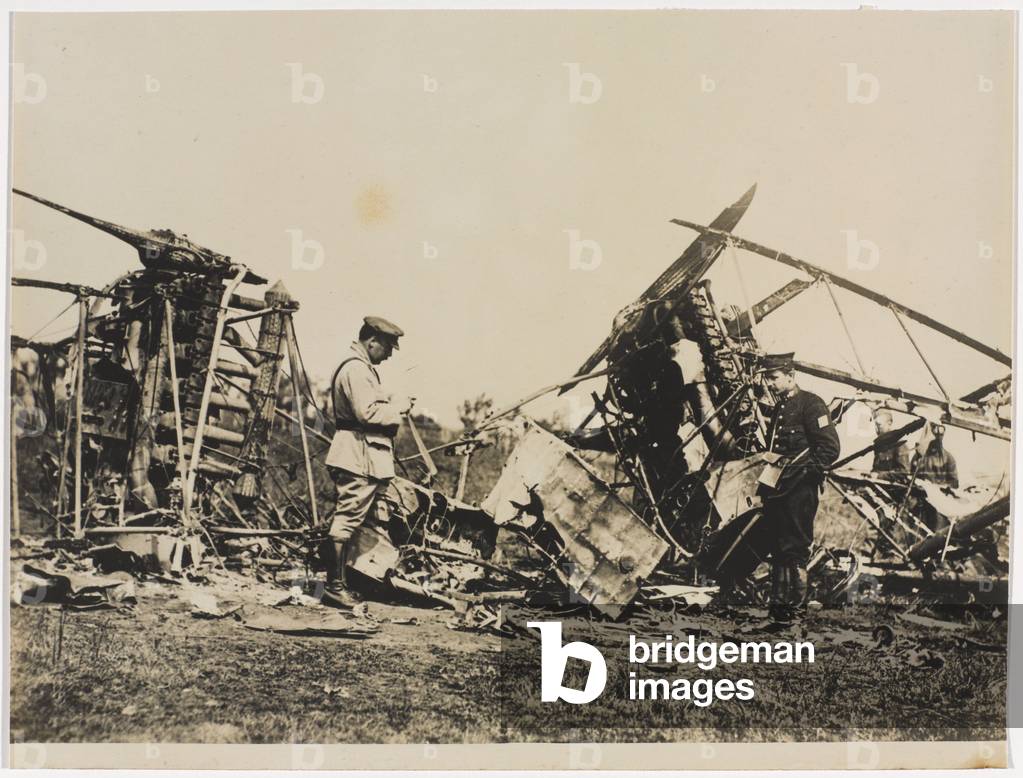 A Gotha falls foul of the Belgian guns, 1917 (b/w photo)
